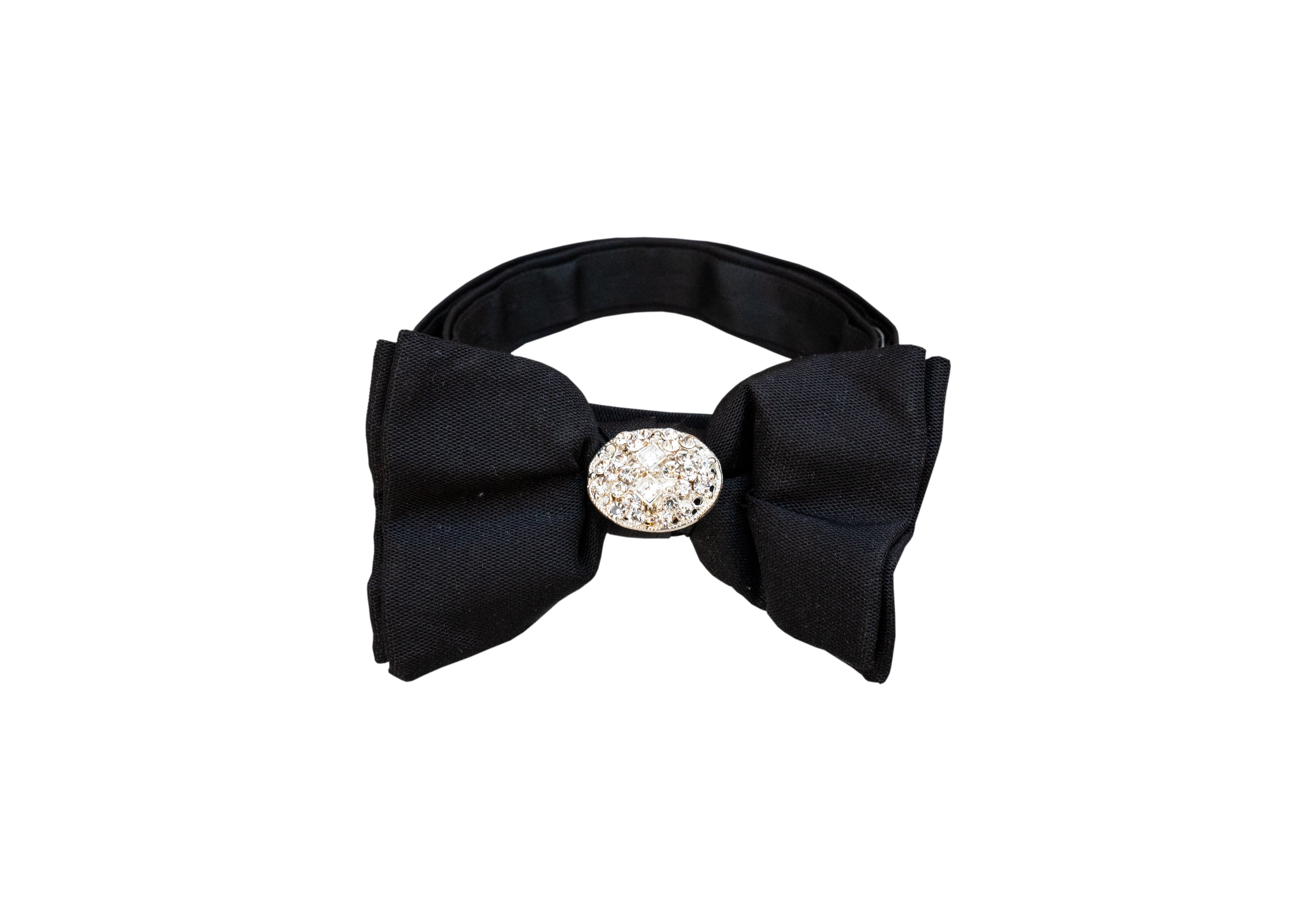 Silk Bow Tie With Crystal Embellishment